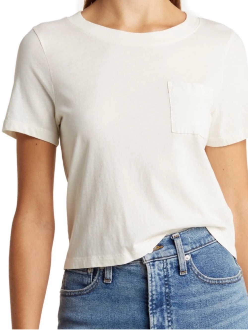 NWOT Madewell Cream color Pocket Crop Tee size XS